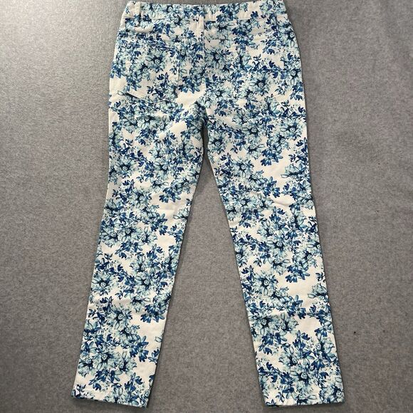 Garnet Hill Floral Jeans Blue White Size 10 (31x27) EUC coastal grandma - Picture 2 of 15